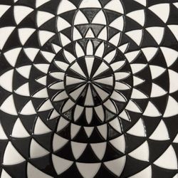 Mosaic Outdoor Or Indoor Side Table / Plant Stand – Black & White Floral (12"x12")