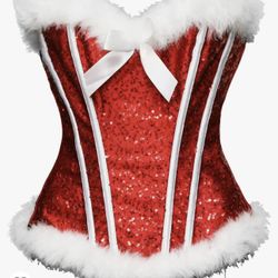 Sexy Christmas Mrs. Claus Costume Bustier Corset Top