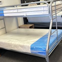Twin Over Full Bunk Bed With Memory Foam Mattresses Included