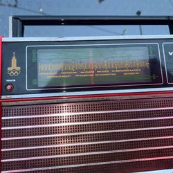 Vintage VEF 202 Portable Radio Red From Former USSR 1980 MOSCOW OLYMPIC EDITION