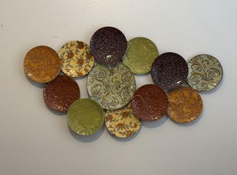 46-Inch 3-D Large Metal Wall Decor, Abstract Metal Wall Art Hanging Sculpture Multi-Color Plates
