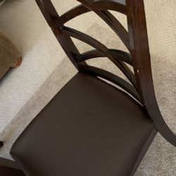 Dinning Set / Dark Wood/6 Chairs/ Soft Seats