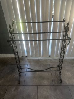 Ornate Metal Quilt or Blanket Rack – $25