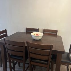 Tall Kitchen Table and Six Chairs