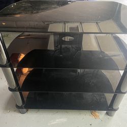 Black Glass and steel Entertainment Center