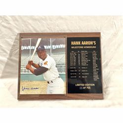 Mint Condition Signed Print Hank Arron’s Milestone Homerun Plaque. this is number 135  of 755 made