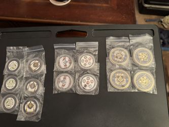 Masonic Coins Gold Plated Freemason Challenge Coin ( 3 different types- 11 coins total)