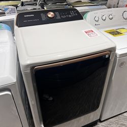 Samsung 7.4 cu. ft. Smart Electric Dryer with Steam Sanitize+ in Ivory