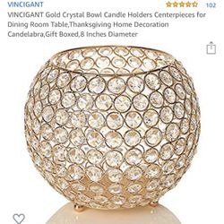 Brand New, Large Crystal Candle Holder