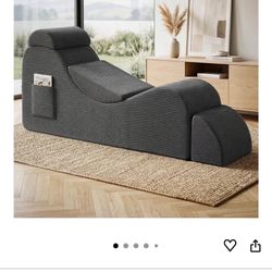 Yoga Chair Lounge for Adult, Ergonomic Foam Chaise Lounge Chair Indoor with Side Pocket, Headrest, Waist Pad, Ottoman, Perfect for Stretching, Massage