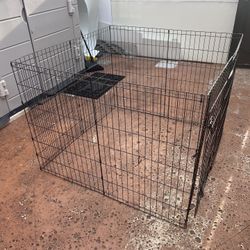 Dog Crate Folding Big Metal Wire Dog Kennel Cage with Tray for Small/Medium/Large Dogs Indoor Outdoor Travel Use, Black 