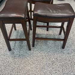 Set of 3 brown stools