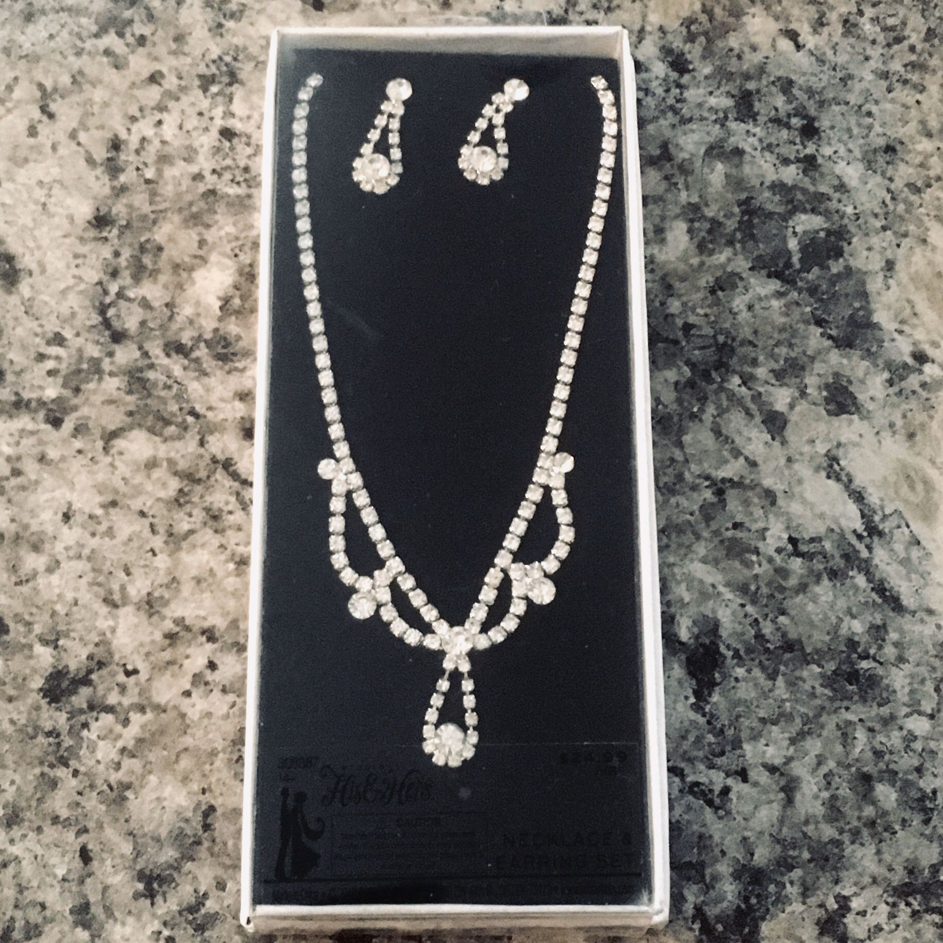 Sparkling diamond necklace and earrings