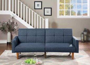 Brand New Blue Futon Sofa Sleeper 