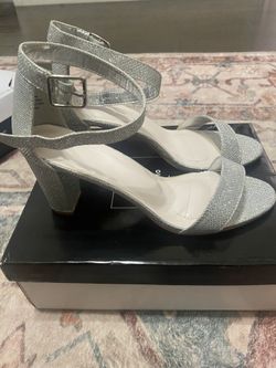 Silver Block Heel Size 8