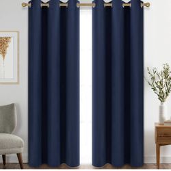 Navy Blue Blackout Curtains (42 x 84 Inch) 2 Panels