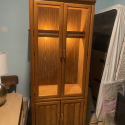 Solid Wood China Cabinet With Glass Shelves 