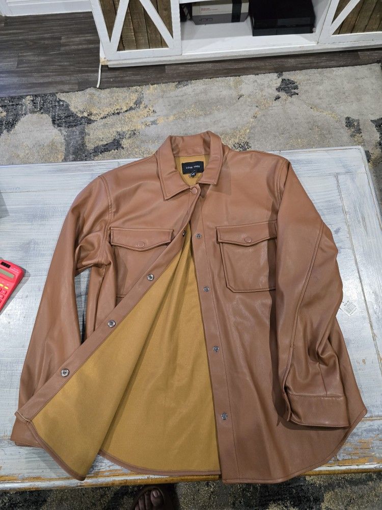 Love Tree Women’s Brown Jacket Faux Leather Size L