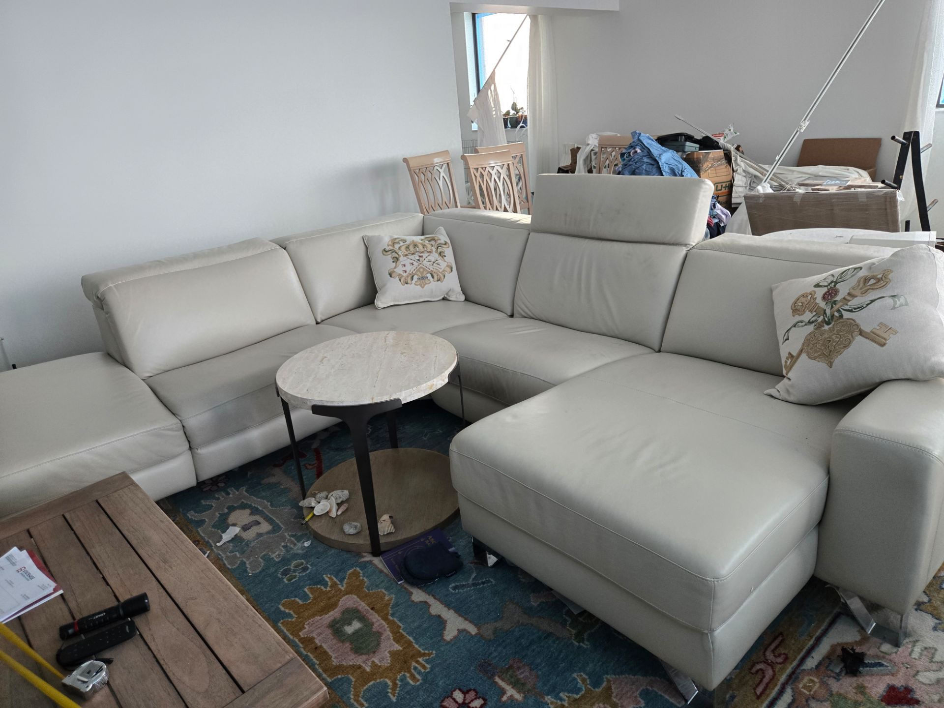 U-shaped Sectional Leather Sofa with Chaise Lounges