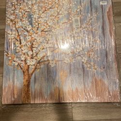 Lienzo decorativo para pared con diseño de árboles azules, arte moderno para paredes, enmarcado, 32x32 Pulgadas