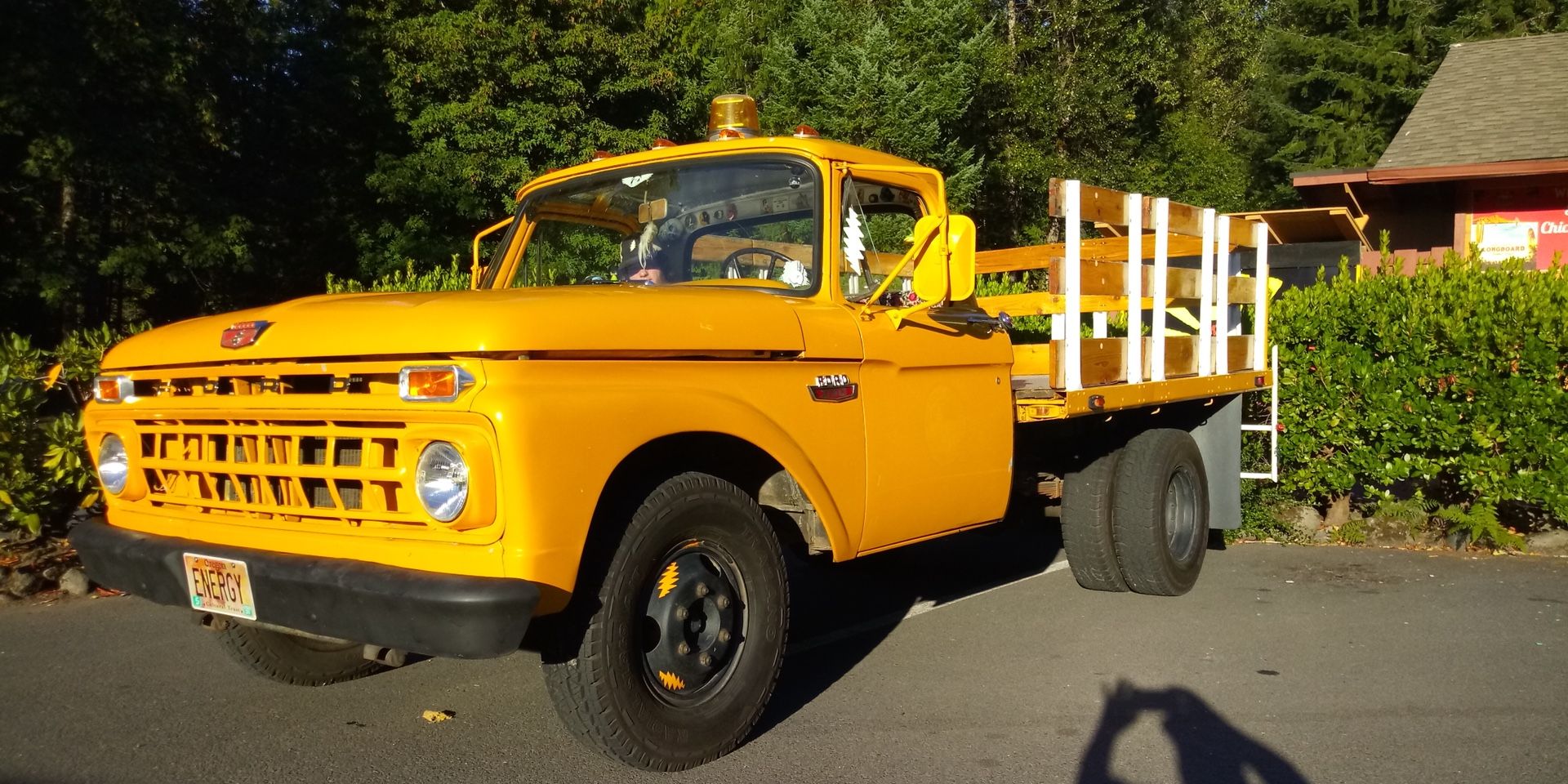 1965 Ford F-350 Flat Bed was a Service Truck from Susanville California has a Kick Ass Sound system and Amp under couch Seat,The wood has all been re