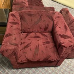 Velvet Red Couch Love Seat And Single Seat All Ok But Sitting For Long Time