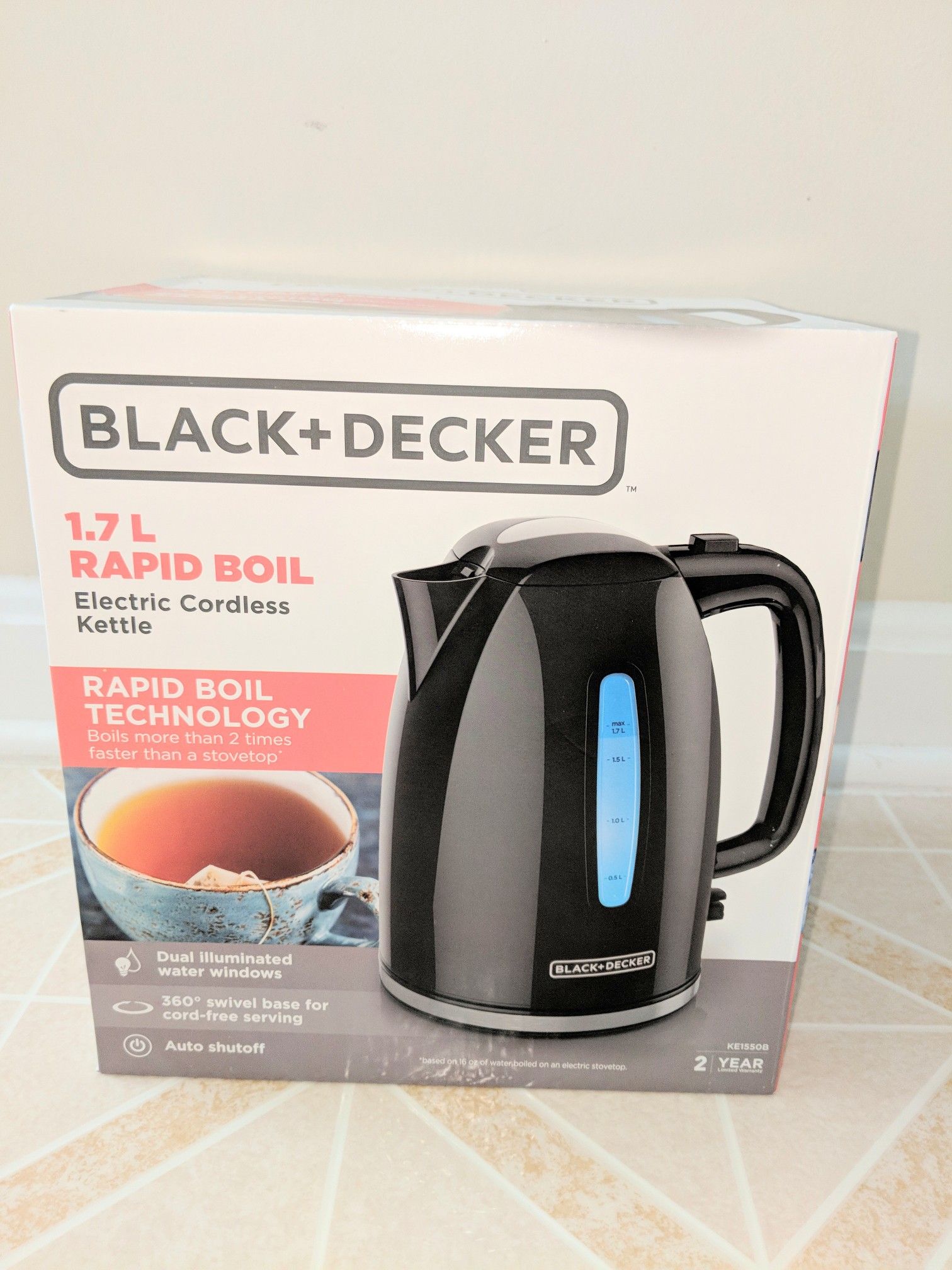 Brand New Unopened Black+ Decker 1.7 L Electric Cordless Kettle