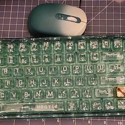 Transparent Green Wireless Keyboard Mouse