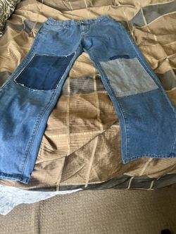 Mens Unique Patchwork Distressed Jeans