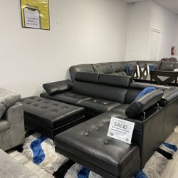 NEW COMFY BLACK IBIZA SECTIONAL SOFA SET WITH OTTOMAN ON SALE NOW ONLY $999! SAME DAY DELIVERY 🚚 NO CREDIT NEEDED FINANCE AVAILABLE ☎️💰