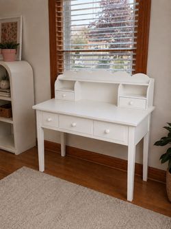 Home Office Furniture Writing Desk, 36 Inch Computer Work Station with Detachable Hutch for Small Place, 5 Drawers(White