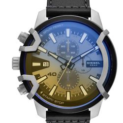 Diesel Men's 48mm Griffed Quartz Stainless Steel and Leather Chronograph Watch,