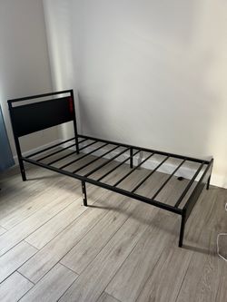 Black Metal Twin Bed Frame with Headboard