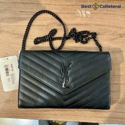 Saint Laurent Cassandre Matelassé Chain Wallet