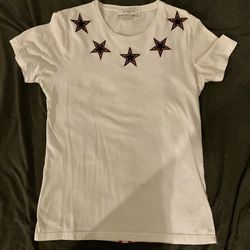 Givenchy 2017 5 Star & Back Logo On Stripe White Tshirt