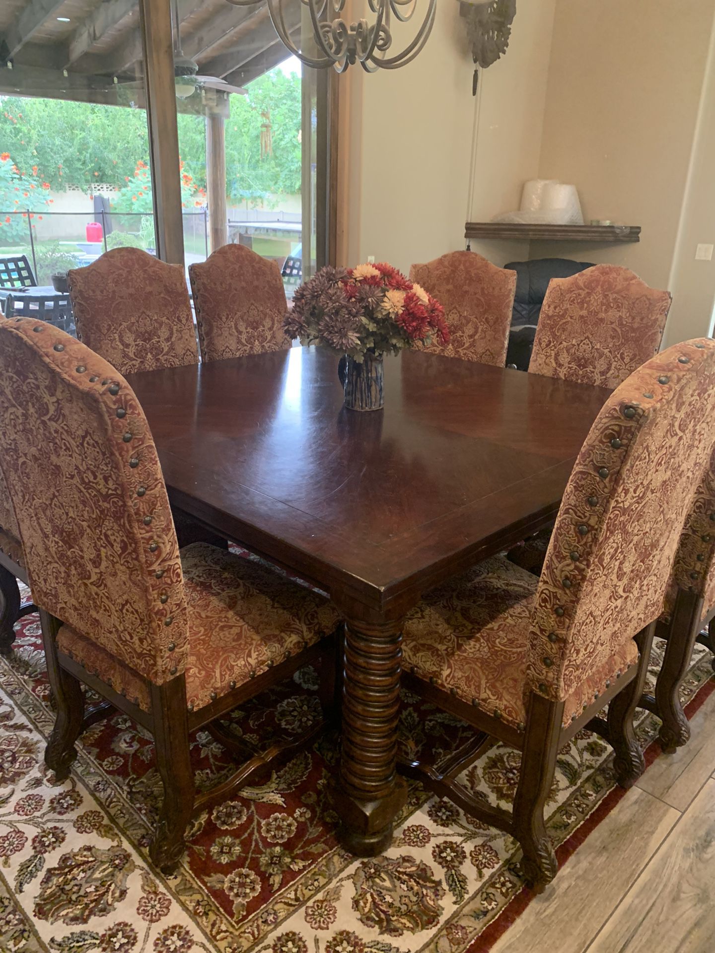6 Foot Square Dinning Table And 8 Chairs 