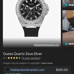 Guess quartz 47mm mens silver watch