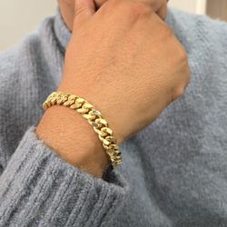 18k Gold Filled CZ Monaco Cuban link Bracelet