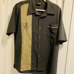 Tiki Steady Mens Button Down Shirt Large Rockabilly  