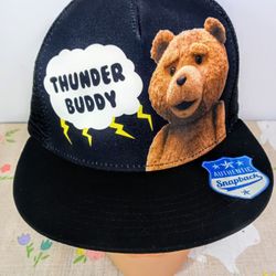 Thunder Buddy Truckers Hat Ted Movie Black Snapback Flat Brim Adjustable Cap