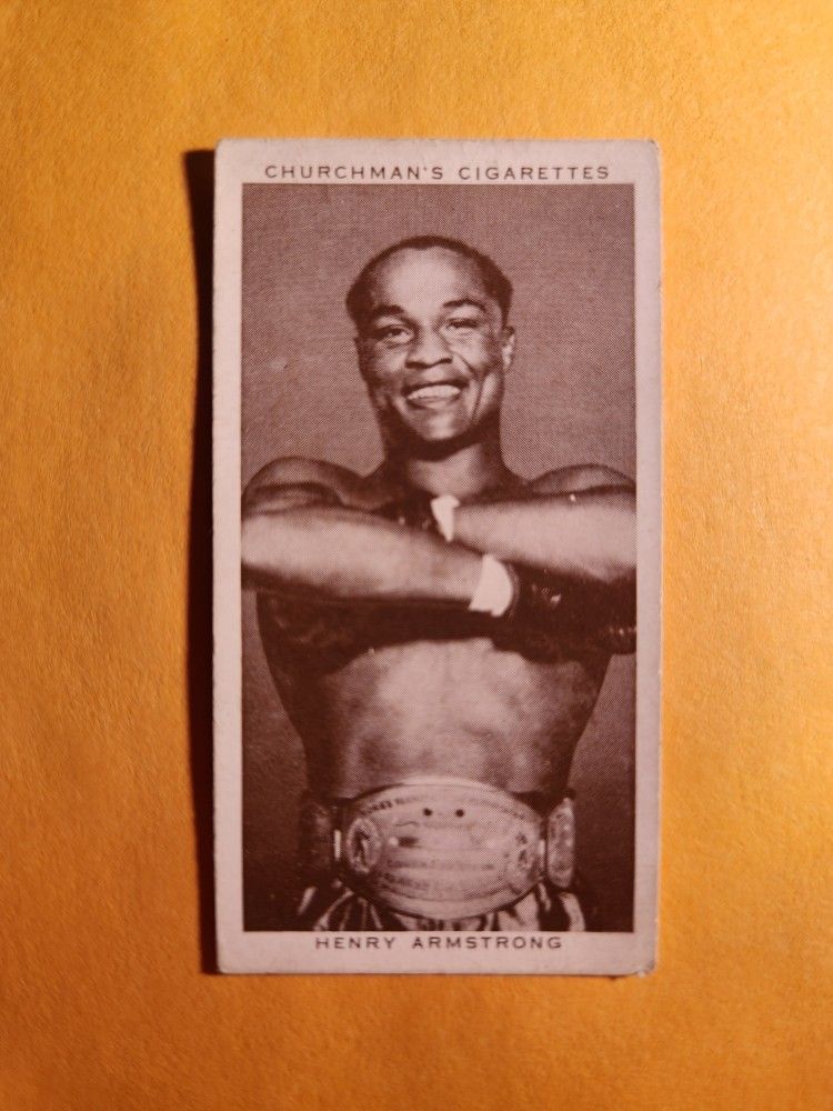 VG Vintage 1938 Churchman's Cigarettes Henry Armstrong Boxing Tobacco Card 2 HOF