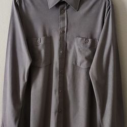 Van Heusen "Super Suede" Gray Long Sleeve Button Down Shirt 
