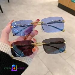 Rimless Rectangle Sunglasses Men Women 2024 Fashion Frameless Square Sun Glasses for Ladies Shades Leopard Eyewear UV400 Oculos

