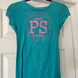 Aeropostale T-shirt Turquoise With Pink And Silver Letters