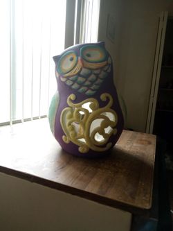 Ceramic Hand Painted Ow L Decor Or Pottery Garden