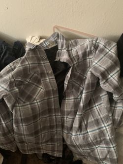 Grey and blue flannel