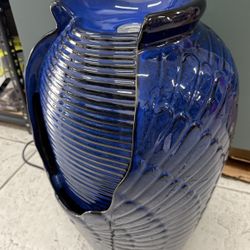 STYLE SELECTIONS -  LED Lighted Urn Blue Fountain 26.8 inch High