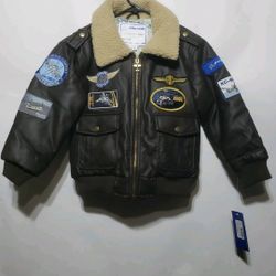 BOEING KIDS AVIATOR FLIGHT BOMBER JACKET BOY SIZE 7-L  NEW  WITH TAGS  RARE👽 2017