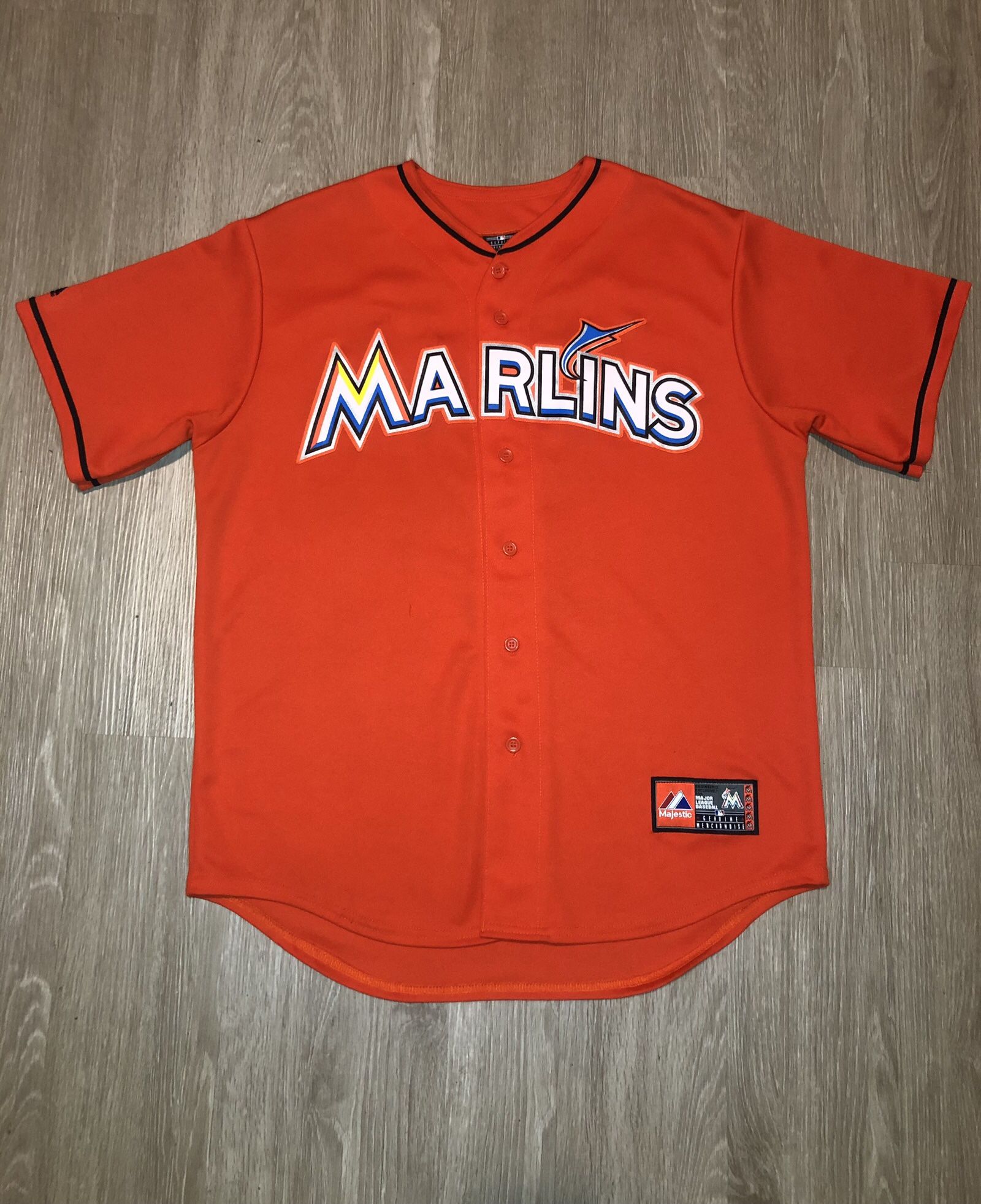 Vintage Majestic MLB Miami Marlins Jose Reyes #7 Orange Jersey Men’s Size LARGE