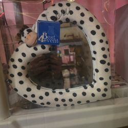 Heart Shaped Plush Lined Animal Mirrors 